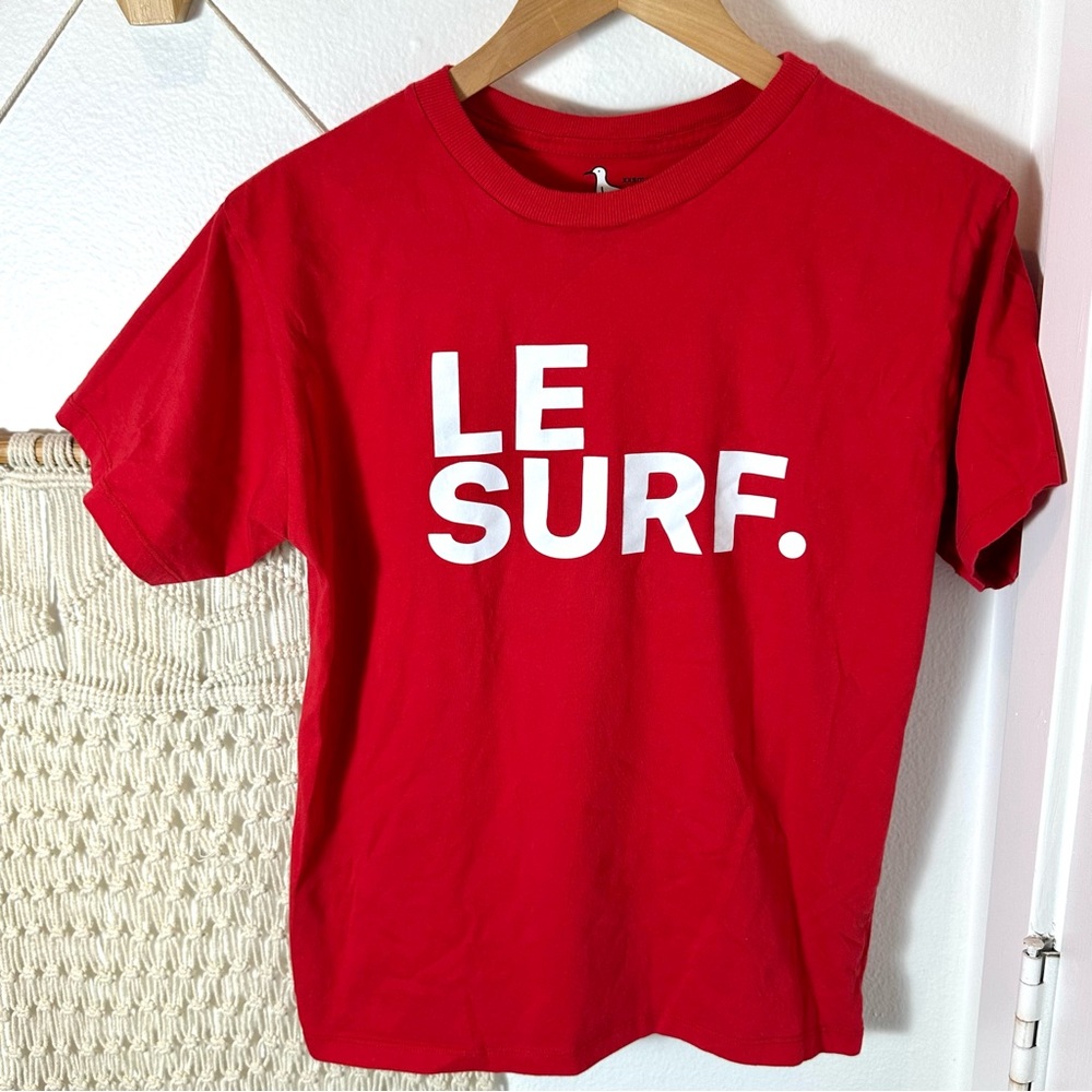 Anthropologie Ping Pong Surf Club Red Le Surf Cotton T-Shirt